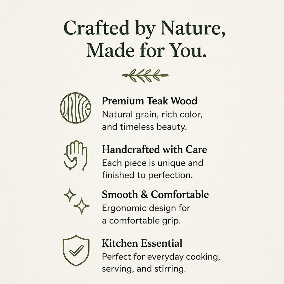 Non-Toxic | Teak Cooking Utensils | 50% OFF!