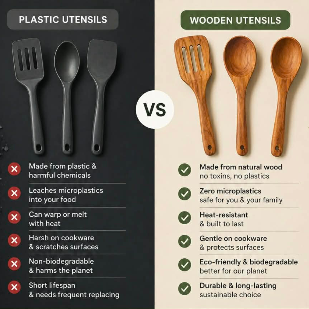 Non-Toxic | Teak Cooking Utensils | 50% OFF!