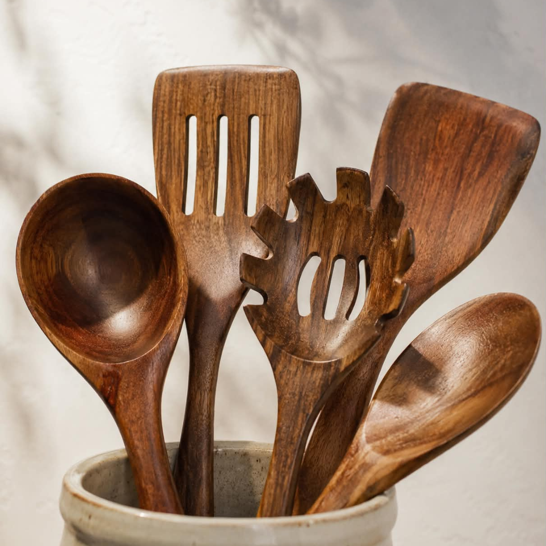 Non-Toxic | Teak Cooking Utensils | 50% OFF!
